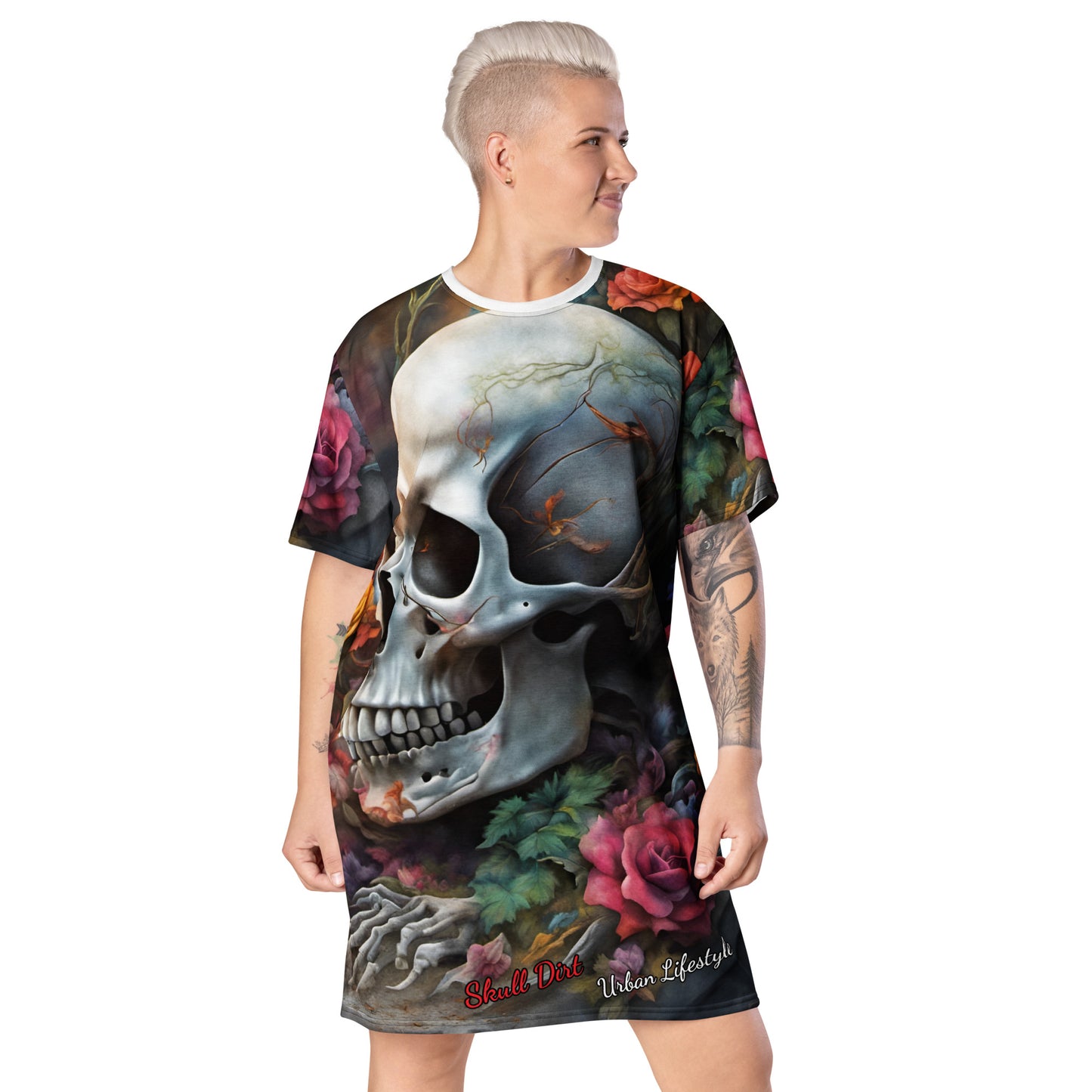 "Skull & Rose" T-shirt dress WomA