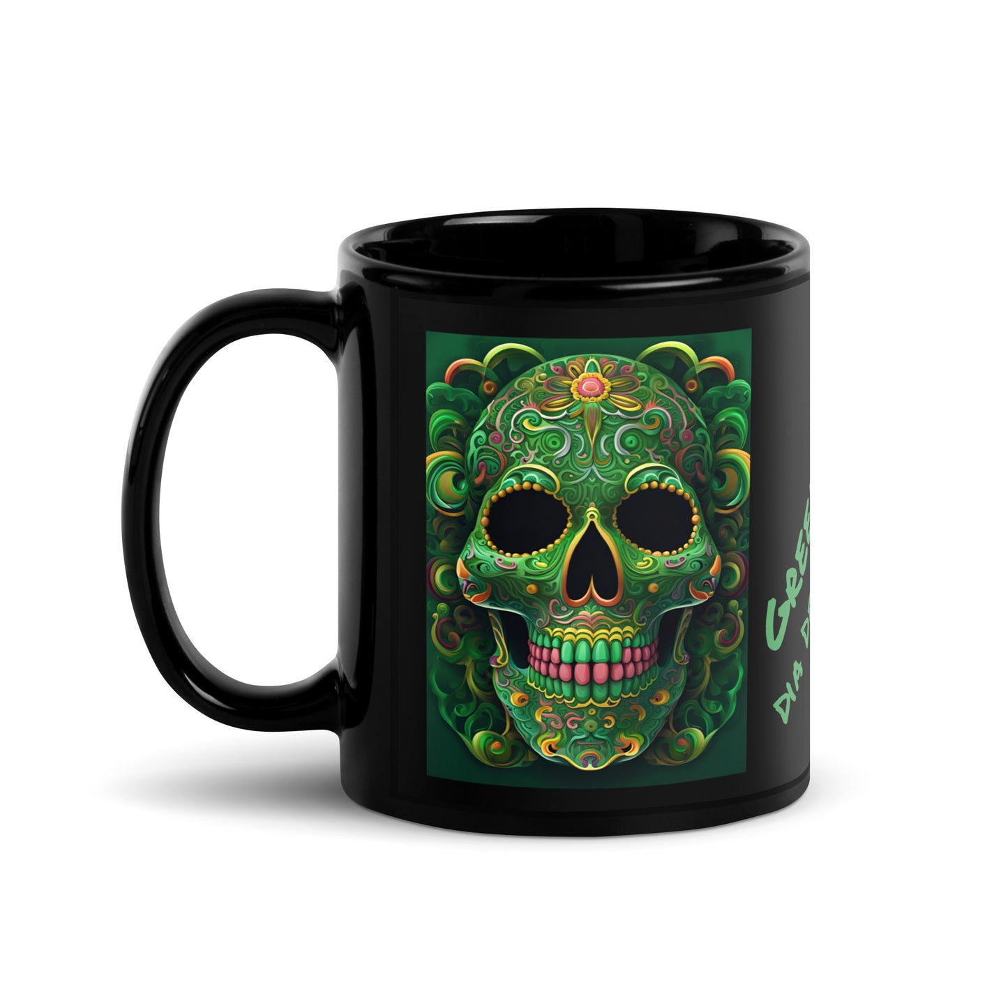 "Green God" Black Glossy MugS GreG