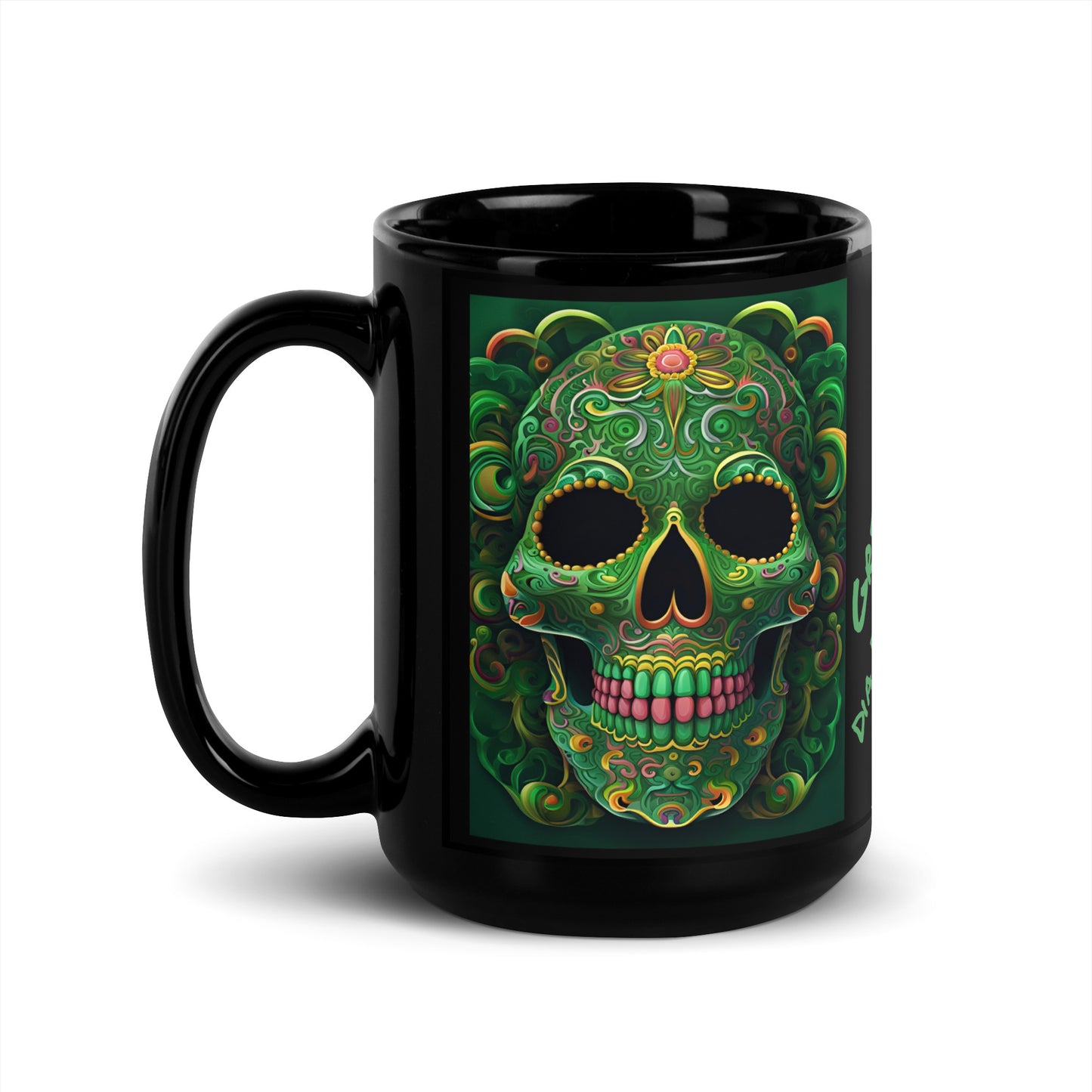 "Green God" Black Glossy MugS GreG