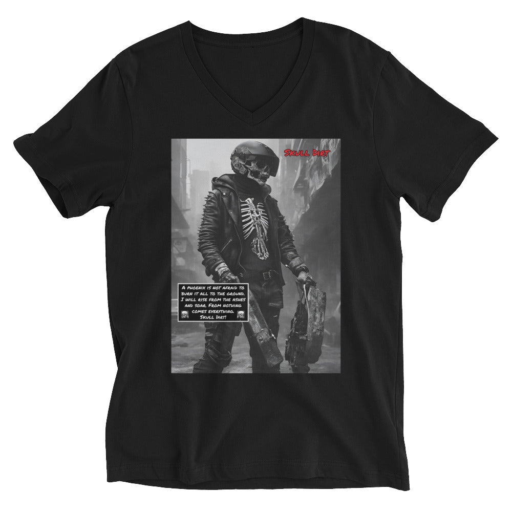 "Phoenix Rising" Unisex Short Sleeve V-Neck T-Shirt PhoR WomA