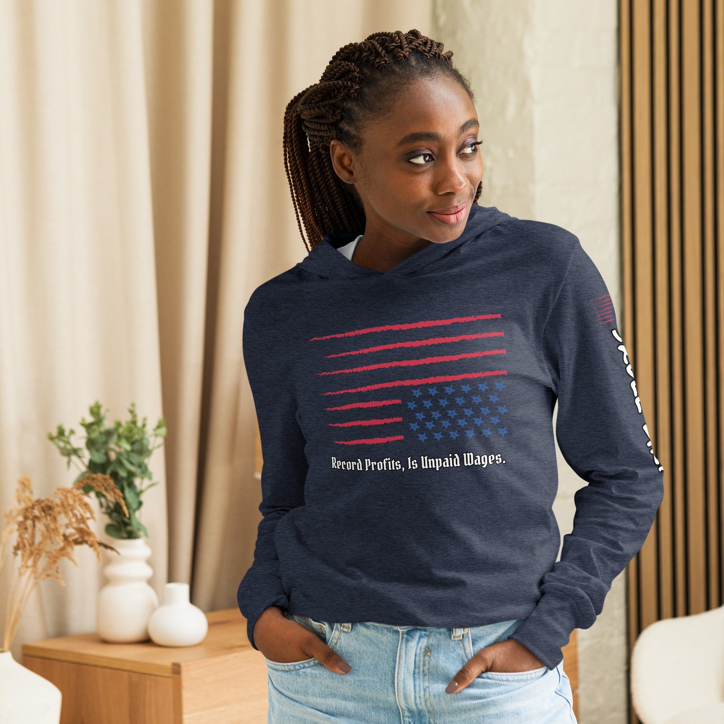 "Unpaid Wages" Hooded long-sleeve tee LonS